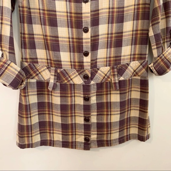 NICK AND MO Brown Plaid Button Up Tunic Shirt - Picture 4 of 6